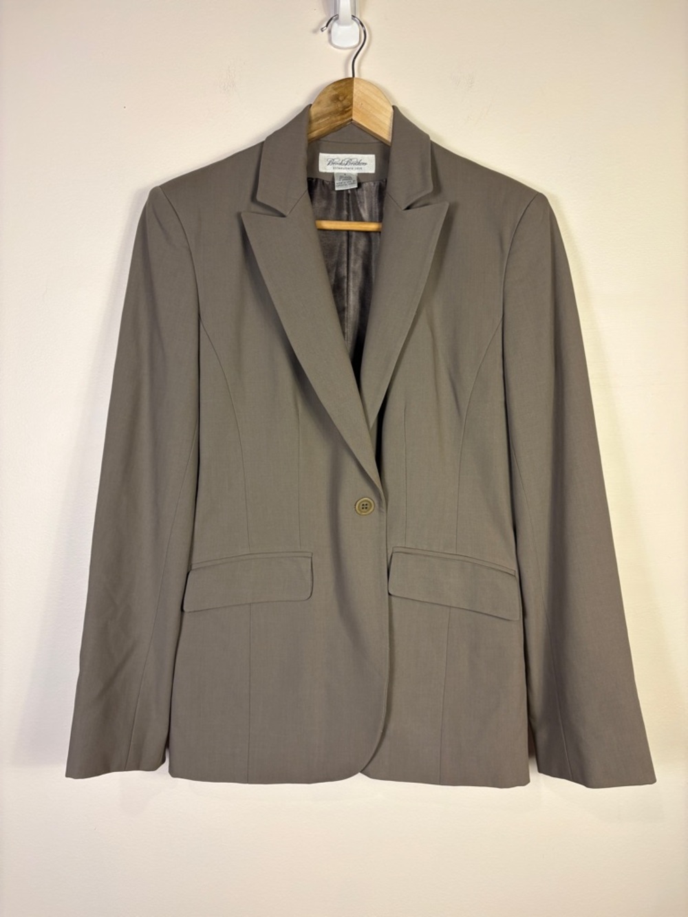 Brooks Brothers Taupe Beige Single-Button Wool Blend Women's Blazer Office